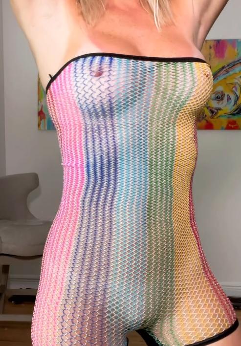 vicky stark colorful neon dress try on onlyfans video